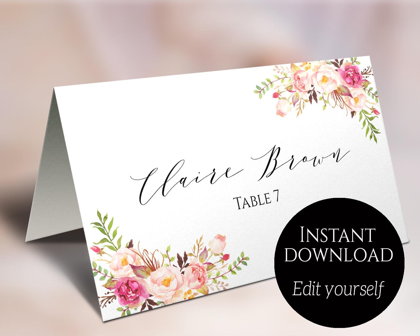 Place Card Template Wedding Place Cards Editable Place Etsy