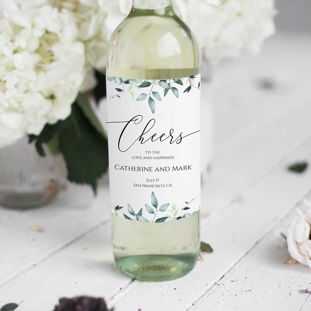 Eucalyptus Wine Label Template, Instant Download, Editable Cheers to ...
