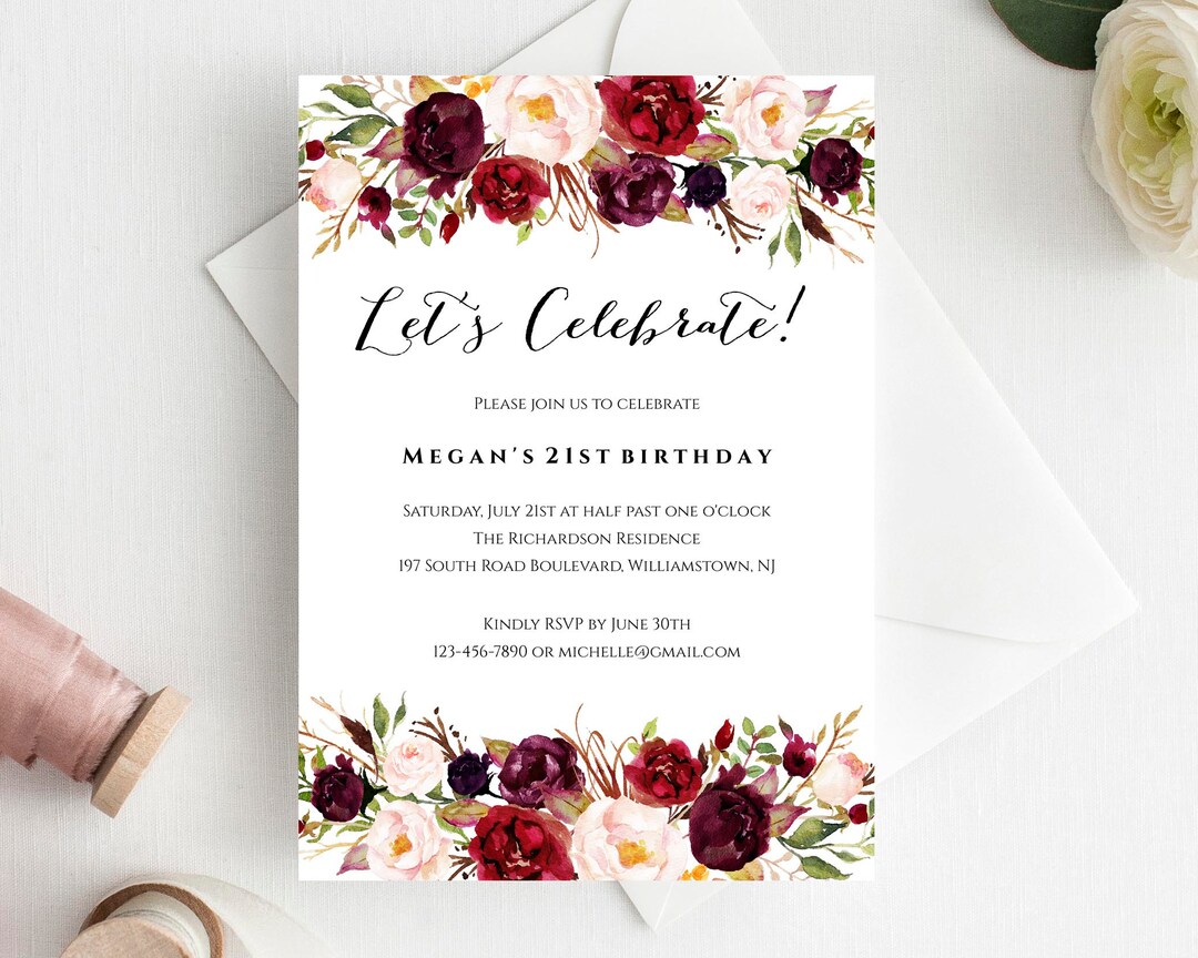 Birthday Invitation, Printable Invitation, Editable, Let's Celebrate ...