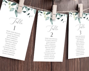 Eucalyptus Seating Chart Template, Editable Seating Cards, Seating Chart Sign, Wedding Seating Chart Template, Instant Download Templett C31