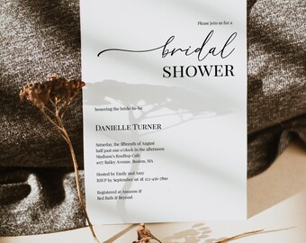 Minimalist Bridal Shower Invitation Template, Instant Download, Printable Bridal Shower Invite Modern, Editable Invitation, Templett, C65