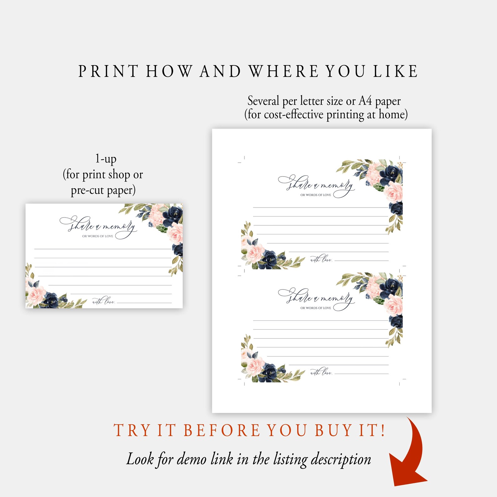 Editable Share A Memory Card Share A Memory Printable Share | Etsy