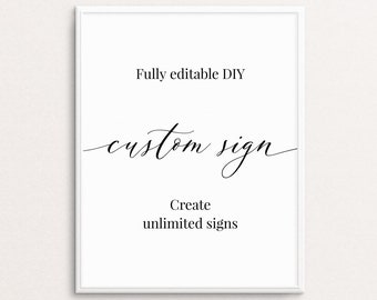 Modern Custom Wedding Sign Template, Editable Tabletop Sign, Printable Wedding Signs, Elegant Wedding Sign, Minimalist Sign, Templett, C82