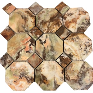 Multicolor Onyx Honeycomb Diamond Backsplash Tile (Sample Piece) T-06 (Other Purchase Amounts Available, See Description Below)