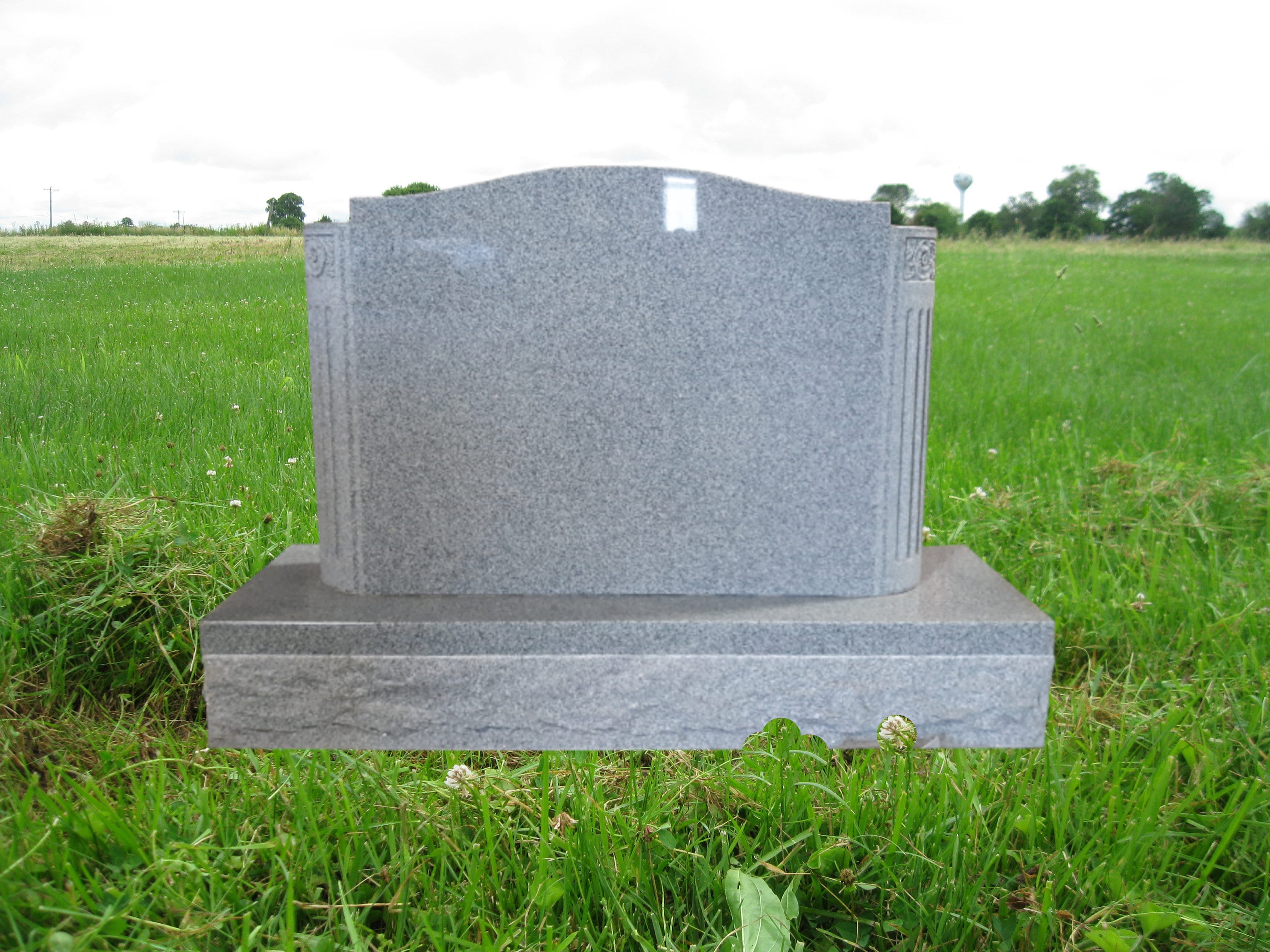 Gray Granite Engaged Column Headstone MN-241 | 2 Polished Margin Base |  Upright Cemetery Monument - Etsy 日本