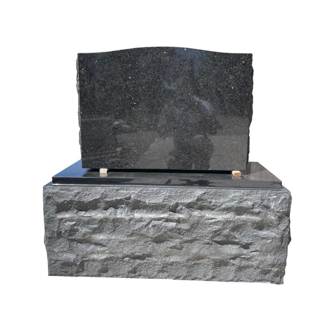 Black Granite Serpentine Monument MN-36B | Polished Top Headstone With ...
