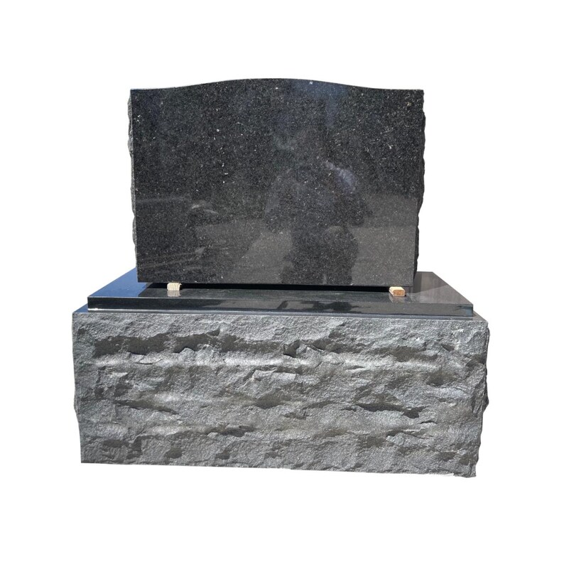 Black Granite Serpentine Monument MN-36B | Polished Top Headstone With ...
