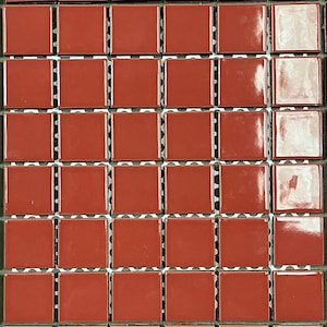 Vintage Indian Red Ceramic Wall Border Tile: Glossy Accent Tile