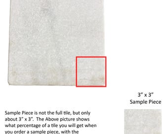 Muestra de azulejo de piedra natural Thassos (7,6 x 7,6 cm) – Borde de salpicadero pulido