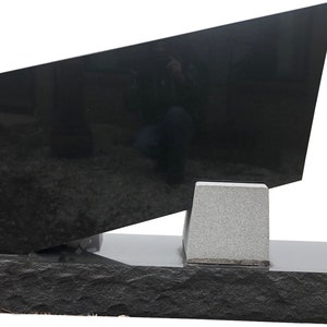 Black Granite Monument With Large Bevel on Base Cemetery Headstone ...