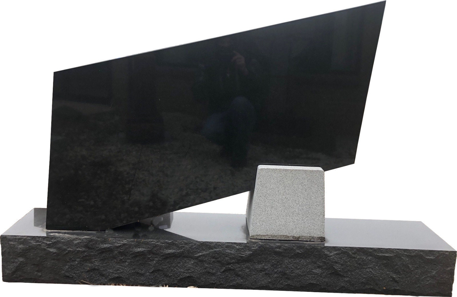 Black Granite Monument With Large Bevel on Base Cemetery Headstone ...