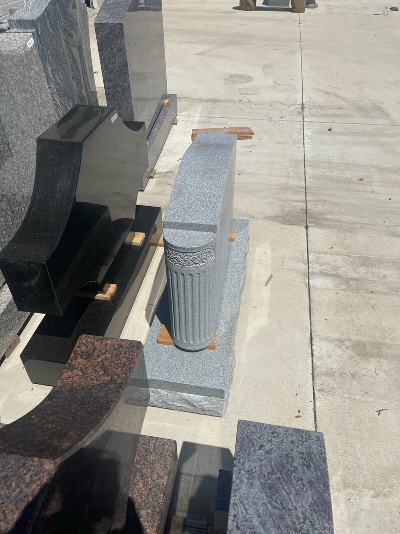 Gray Granite Engaged Column Headstone MN-241 | 2