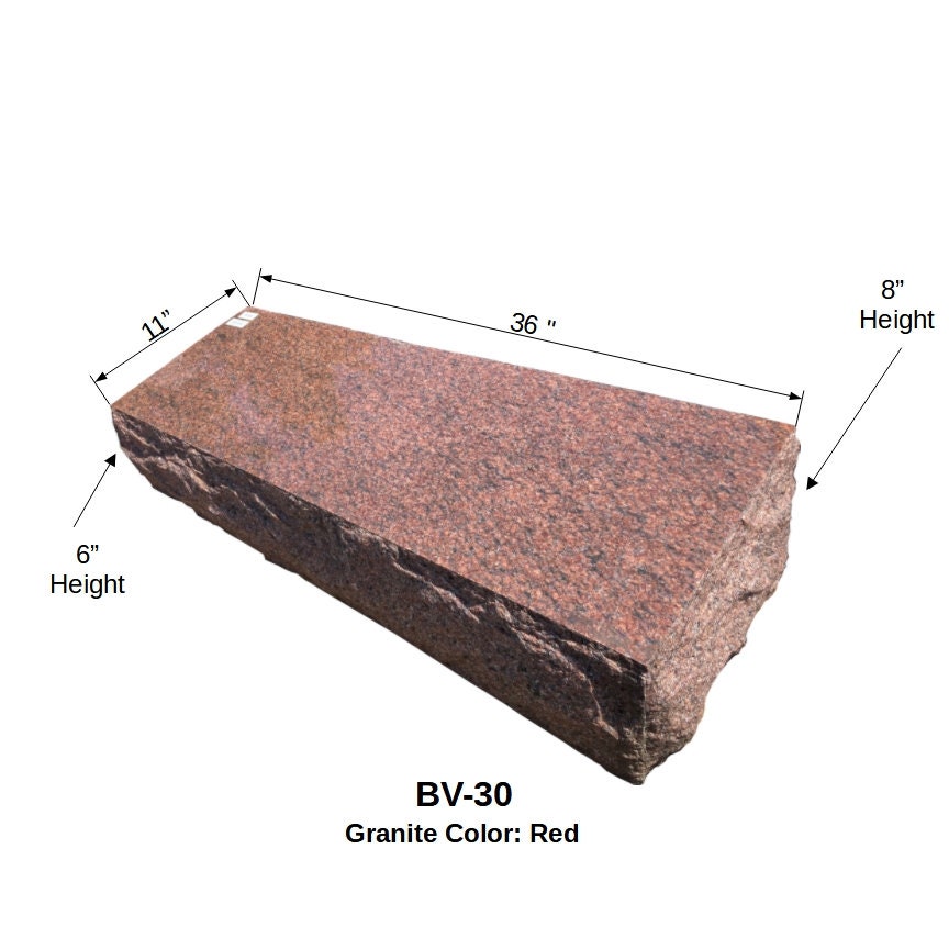 36x11x8-6 Granite Red Marker Monument Headstone Grave BV-30