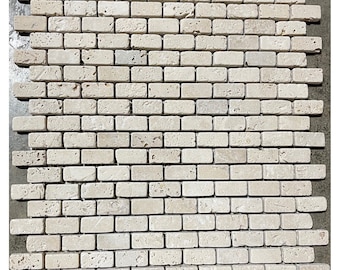 Azulejo de mosaico de travertino Classico para salpicadero de cocina, borde de piedra natural (10 piezas) T-07B