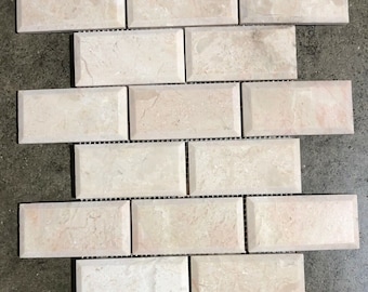 Ivory Haven Marble Subway Mosaic – 2x4 Cream Marble Brick Tile, Honed Natural Stone, Bathroom & Kitchen Backsplash (100 Sheets)