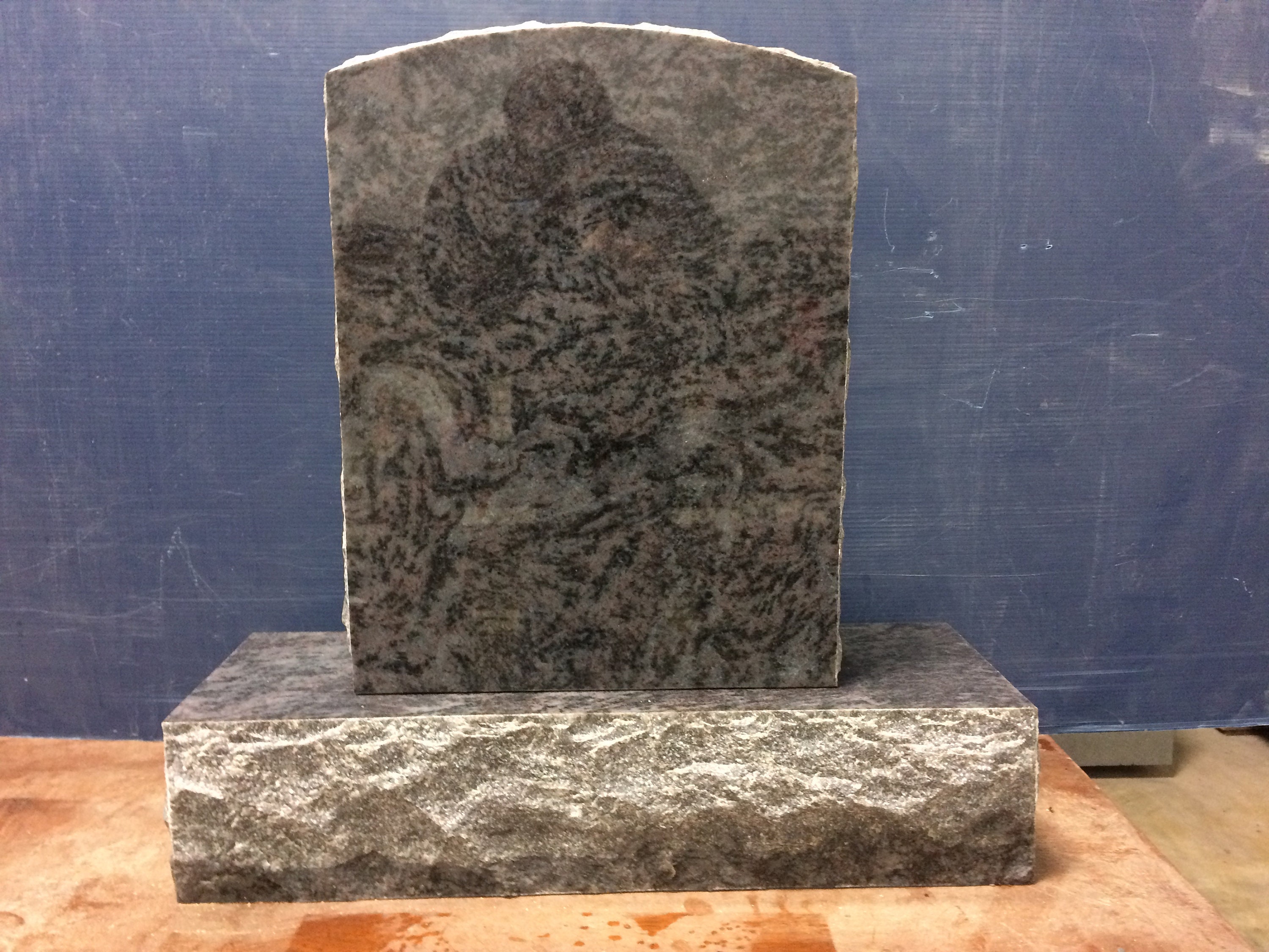 Small Bahama Blue Granite Upright Monument Including Engraving Etsy