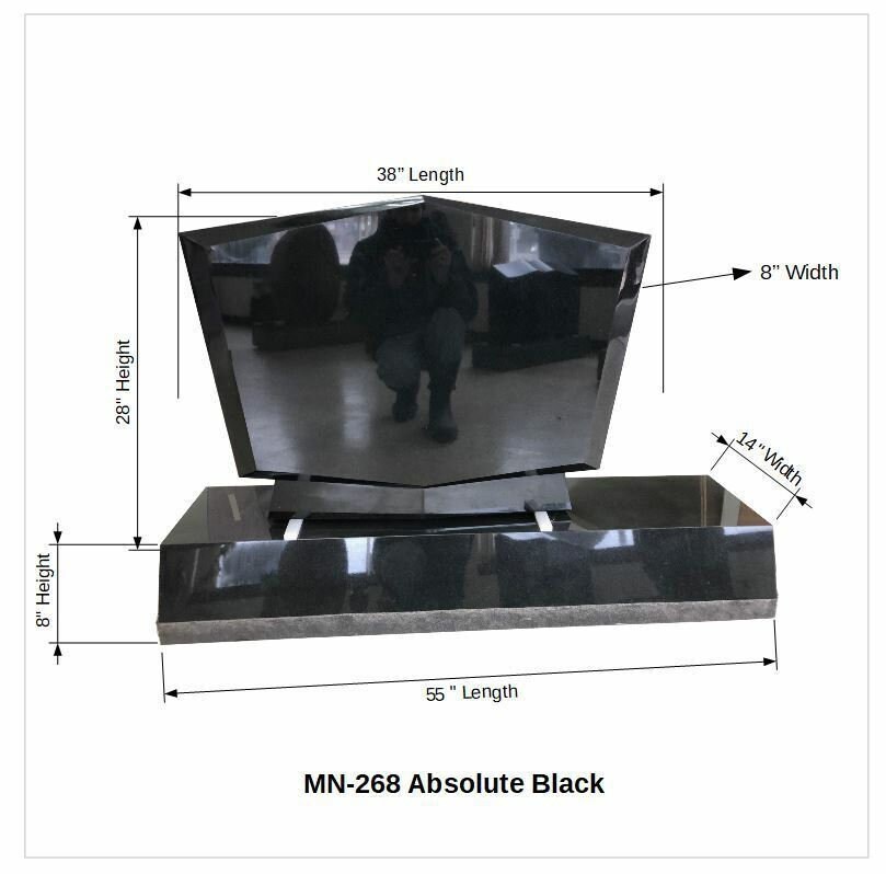 Headstone Gravestone Monument Absolute Black Granite Upright Marker MN ...