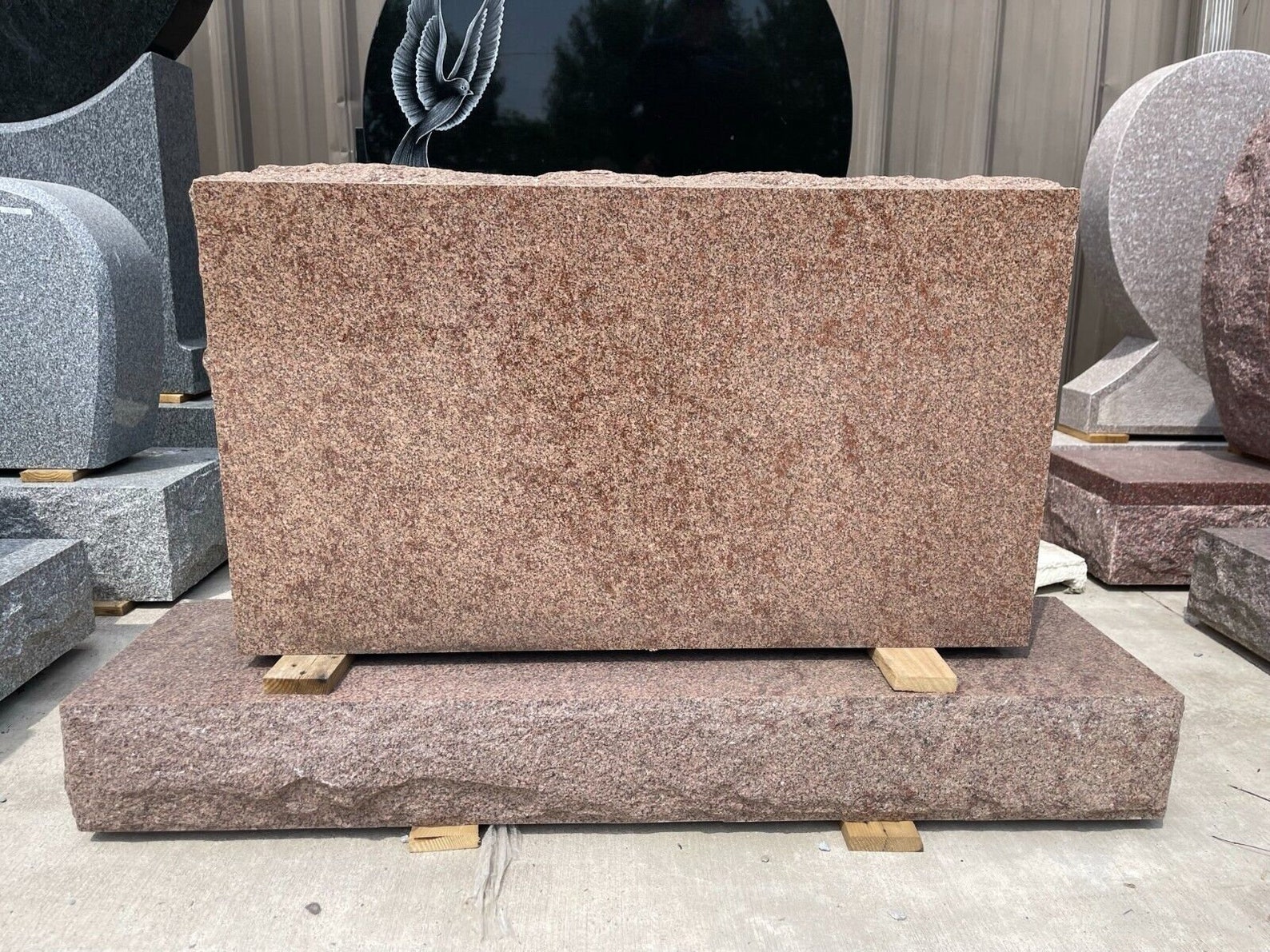 Rectangular Rocks Monument Sedona Brown Granite Rectangular Monument MN-12B | Cemetery Headstone ...
