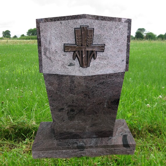Pierre tombale verticale Paradisio en granit et motif blé MN-266 | Monument au cimetière | Pierre tombale commémorative - Canada