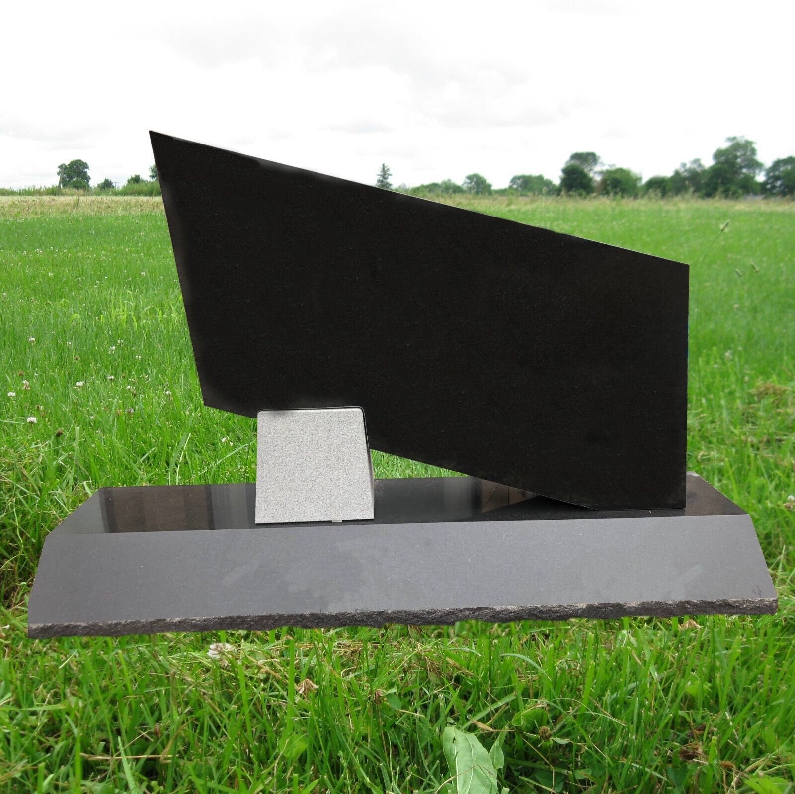 Black Granite Monument With Large Bevel on Base Cemetery Headstone ...