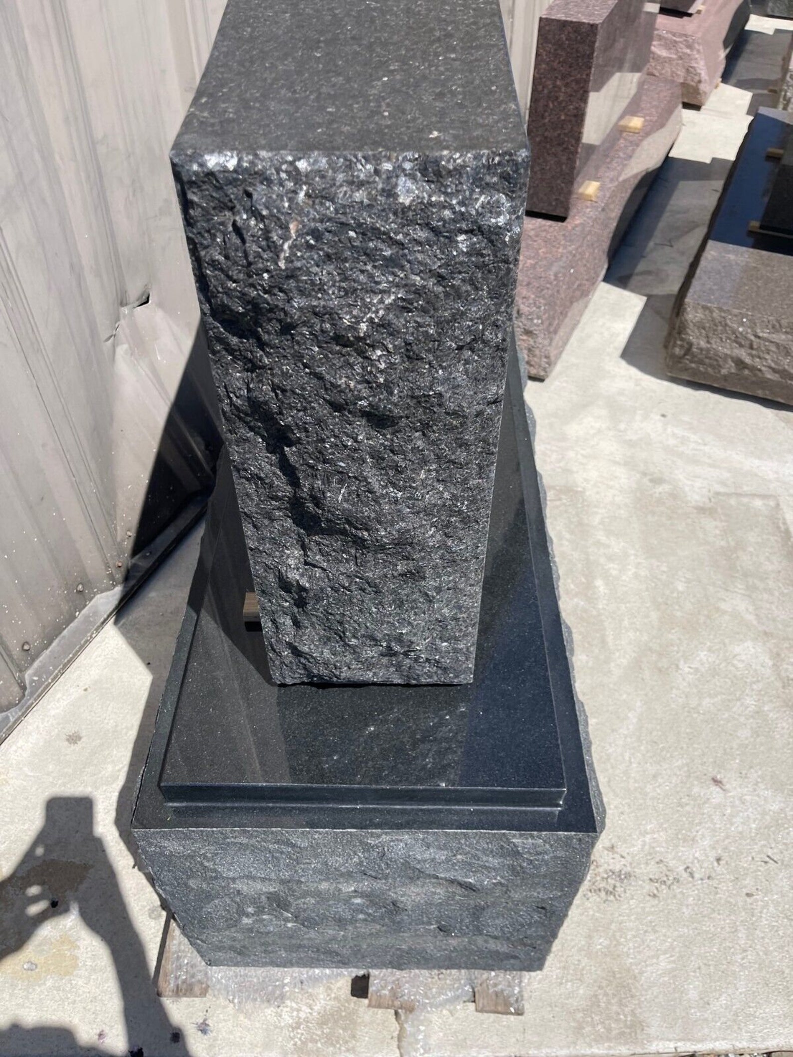 Black Granite Serpentine Monument MN-36B | Polished Top Headstone With ...