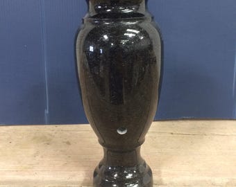 Black Galaxy Granite Cemetery Monument funeral cemetery flower Vase – 10"x4" with Drain Hole