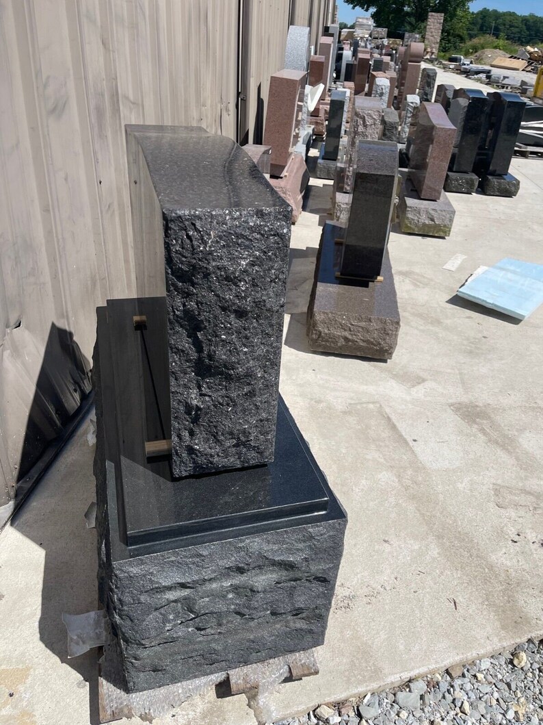 Black Granite Serpentine Monument MN-36B | Polished Top Headstone With ...