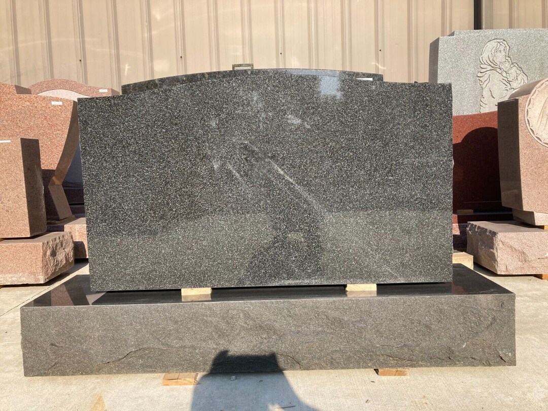 Charcoal Black Granite Serpentine Monument Headstone With Etsy