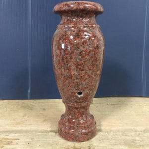 Elegant Red Granite Cemetery Monument Vase with Drain Hole 10&quot; x 4&quot;