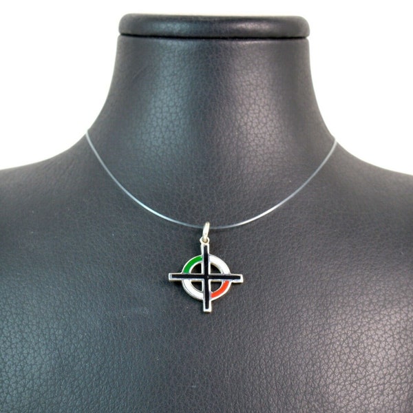 Croce celtica smaltata in argento 925 Nera o tricolore realizzato a mano Made in Italy