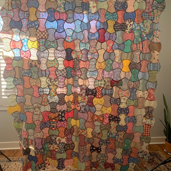 Vintage charm feed sack quilt top