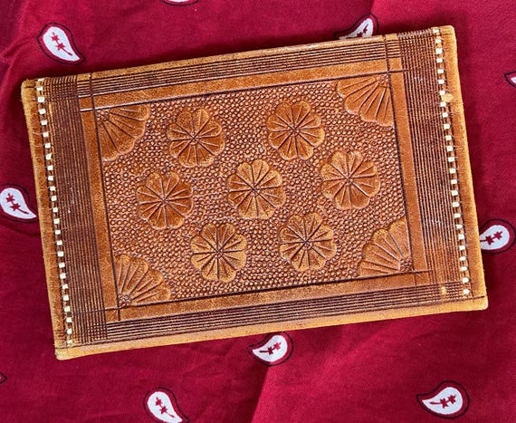Wallet Vintage Leather Hand tooled Bifold  Leathe… - image 1