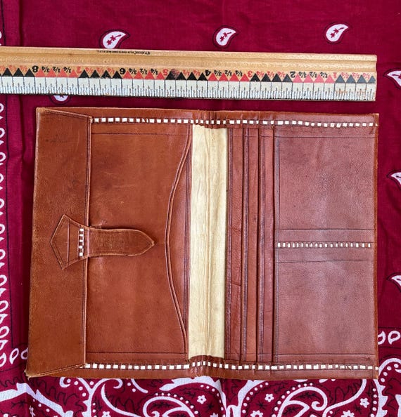 Wallet Vintage Leather Hand tooled Bifold  Leathe… - image 7