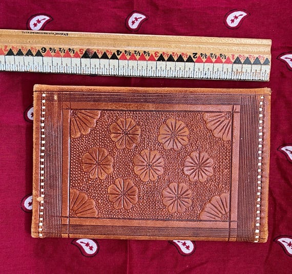 Wallet Vintage Leather Hand tooled Bifold  Leathe… - image 6
