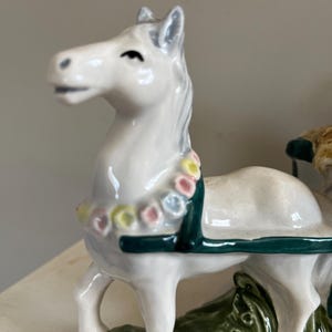 Vintage 1983 HOWARD KAPLAN SCHMDT Music Box Horse with Bunnies  in a Cart Plays In The Good Old Summer Time