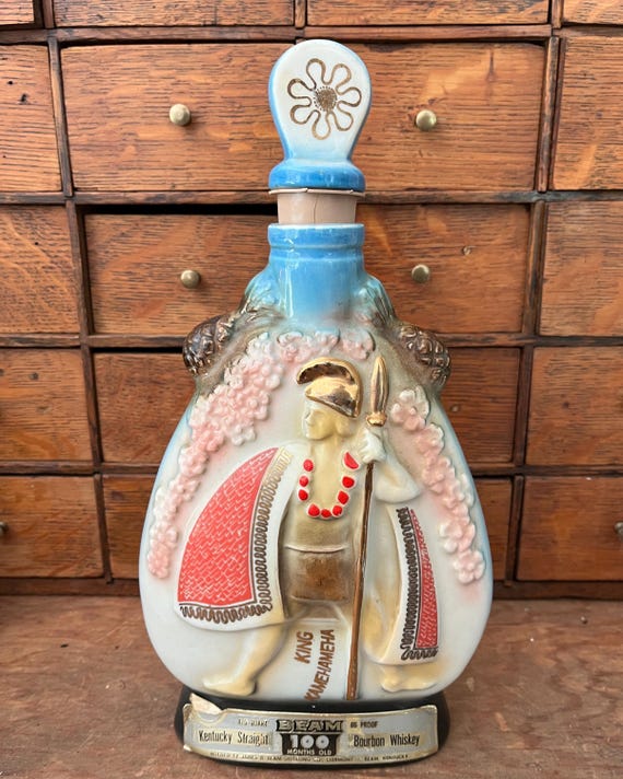 Jim Beam Vintage Whiskey Bottle Aloha State Hawaii Novelty Whiskey