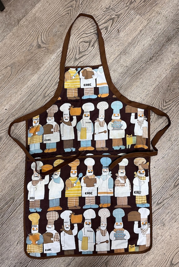 Vintage Waverly Chef Fabric Kitchen Apron Cooks Apron