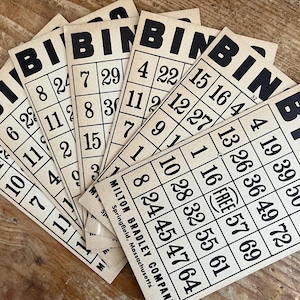 Lot de 10 cartes de BINGO, Milton Bradley, Ephmera vintage Card Stock, groupe de 10