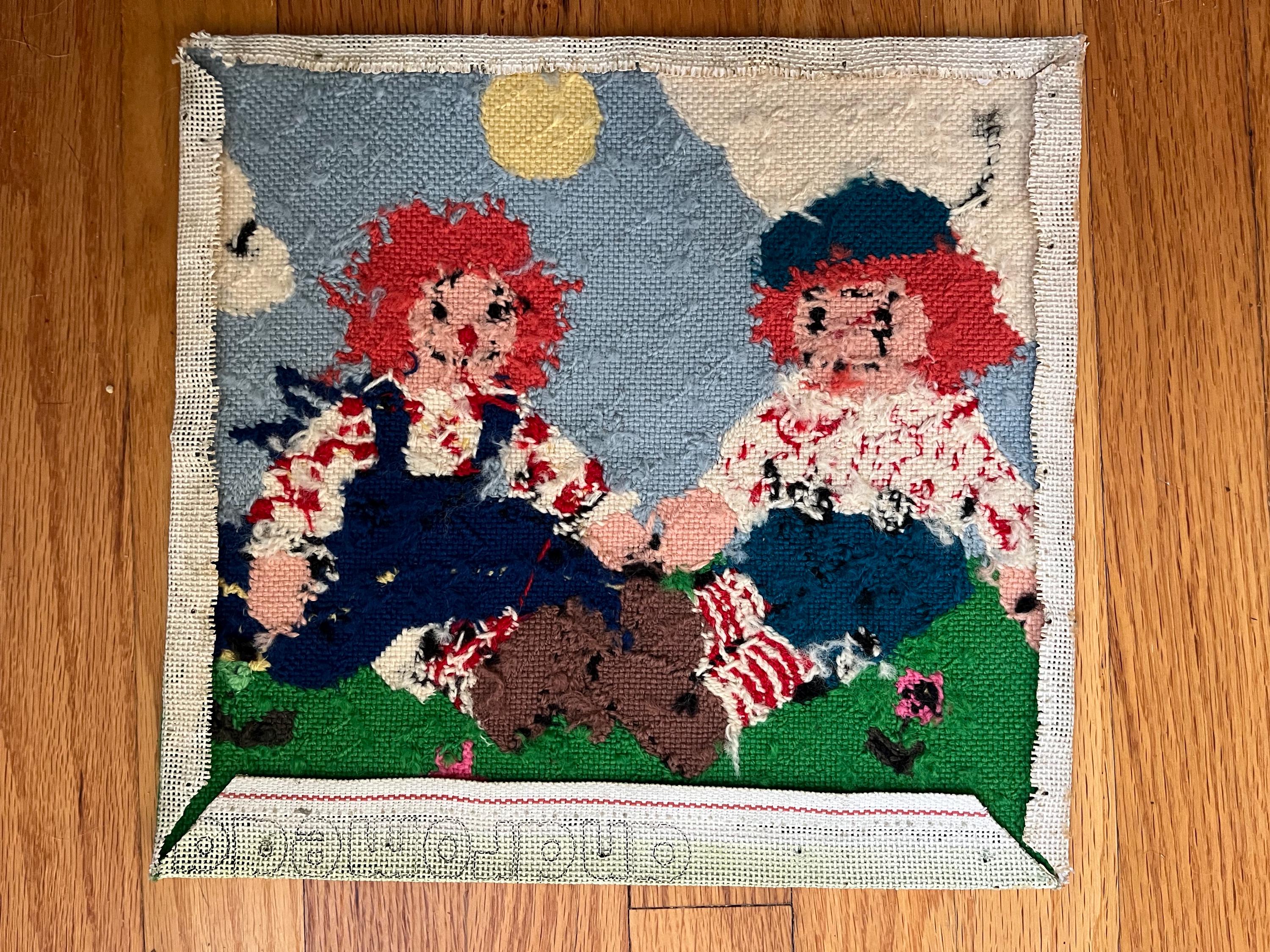 Raggedy Ann and Andy Vintag Crossstitch Needlepoint Picture