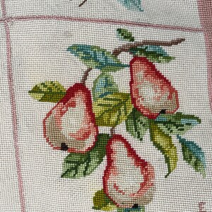 Vintage Needlepoint Rug Handmade Botanical Fruit Pattern Throw Rug Bath ...