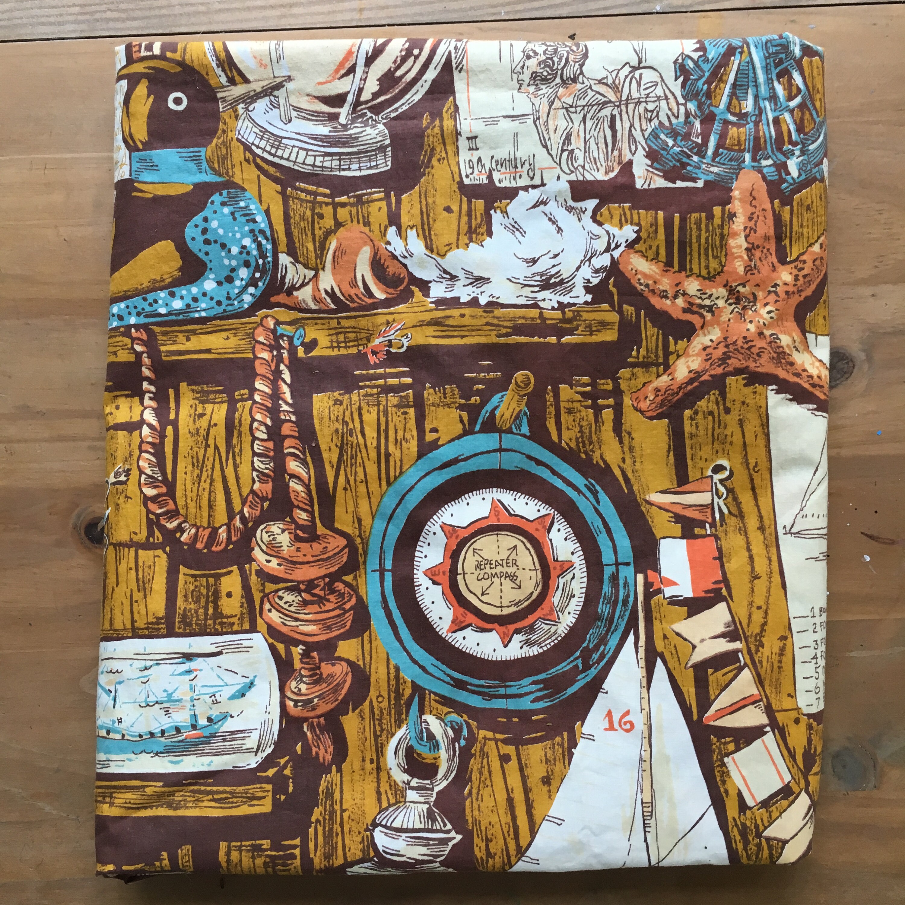 Everfast Vintage Fabric Drapery Panel Nautical Theme 3 yards Etsy