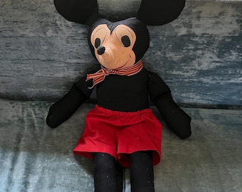 Vintage Mickey Mouse Large Plush Toy Carnival Prize Disney Character Large Stuffed Mickey Doll