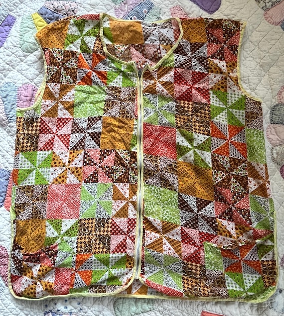 Vintage Smock Apron Patchwork Pattern Country Far… - image 6