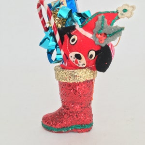 Vintage 1960&#39;s  Christmas Boot Christmas Ornament Great 5 and Dime Ornament Retro Style Christmas Mid Century