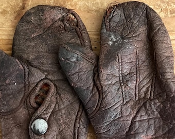 Mitaines en cuir MCM vintage pour bébé, doublure écossaise, fermeture à pression