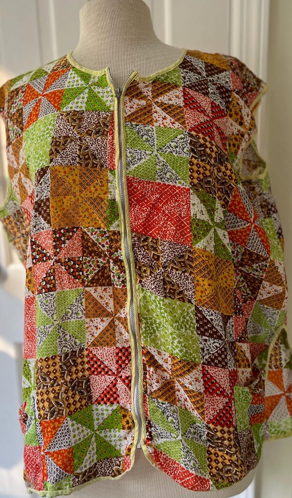 Vintage Smock Apron Patchwork Pattern Country Far… - image 1