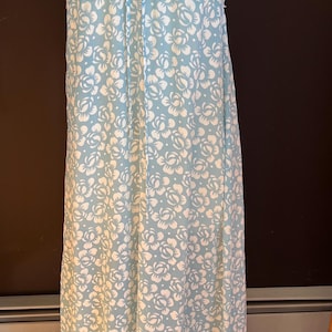 Florgolle Luxery Nightgown Saks Fith Ave made in France Blue Floral Lace Trim Floor Length Bodouir Sleeveless