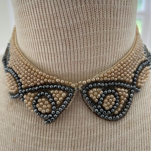 vintage 1950’s/60’s Faux Pearl Beaded Collar Necklace Made in Japan Choaker Mid Century Modern