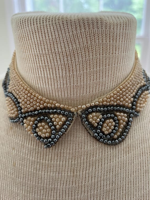 Vintage Elegant Faux Pearl Beaded Collar Necklace Vintage 1930s Pearl Beaded Collar – ALEXANDRA-KING main image 3