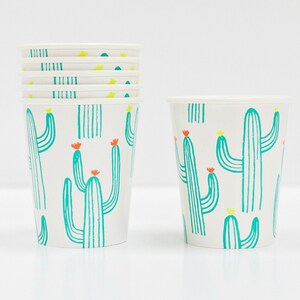 Birthday Party Cups with Cactus Theme// Mexican Fiesta Party Decorations// First Birthday//Tableware// Party Supplies//Table Decoration image 1